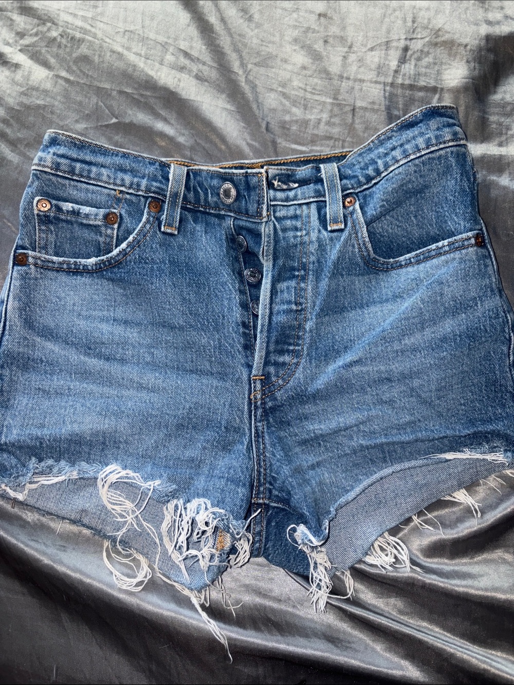 Levi High-Rise Distressed Denim Women’s Shorts - Blue